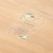 Charm Bautizo Con Blanca Flores Gouden Doop Acryl Uitnodigingen (Laagn)