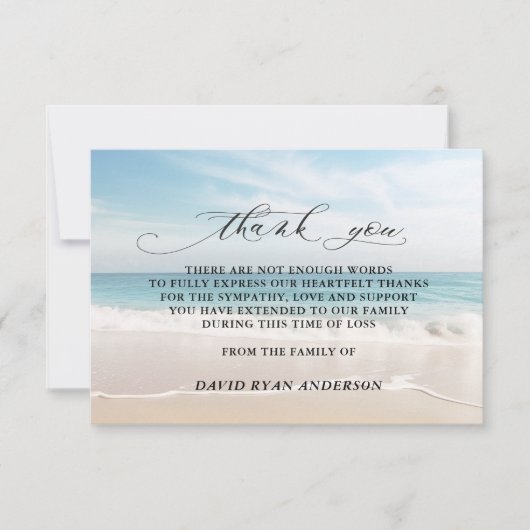 Charm Beach Ocean Uitzicht Foto in Loving Memory Bedankkaart (Voorkant)