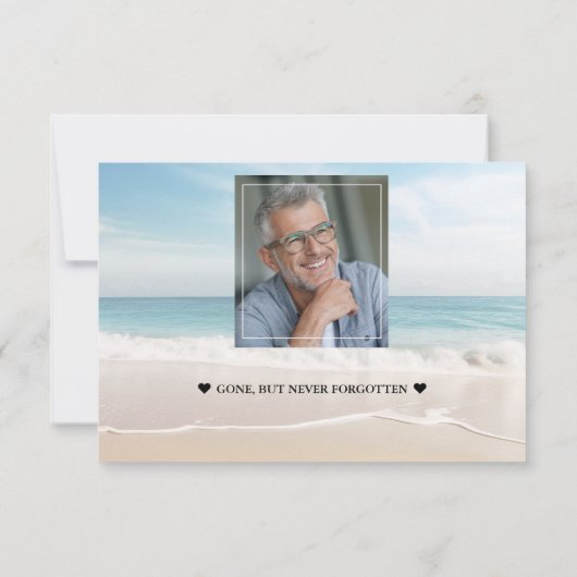 Charm Beach Ocean Uitzicht Foto in Loving Memory Bedankkaart (Achterkant)