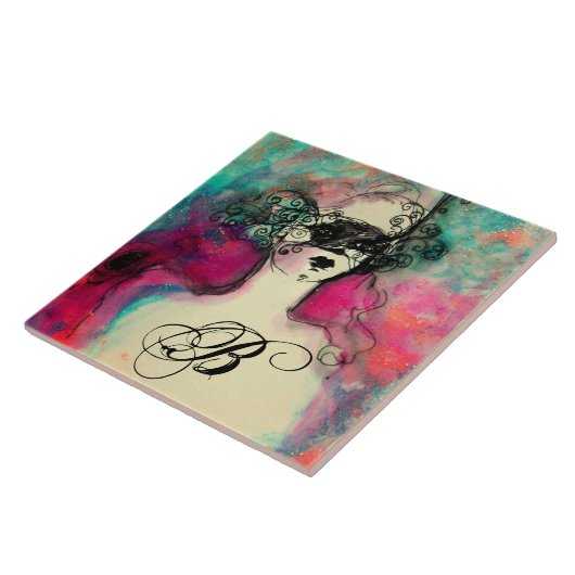 CHARM Beauty met Maskermonogram Tegeltje (Zijkant)