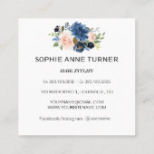 Charm Blauw Roze Bloemen Professionele Schoonheids Vierkante Visitekaartje (Achterkant)