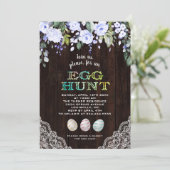 Charm Blauwe Bloemen Kant Hout Egg Hunt Pasen Kaart (Staand voorkant)
