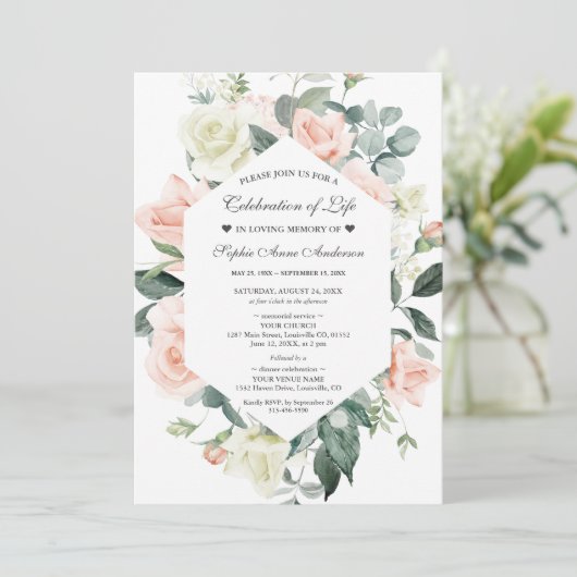 Charm Bloemige Viering van het Leven Funeral Memor Kaart (Staand voorkant)