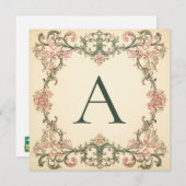 Charm Blooms: Monogrammed Note Kaarten (Voorkant / Achterkant)