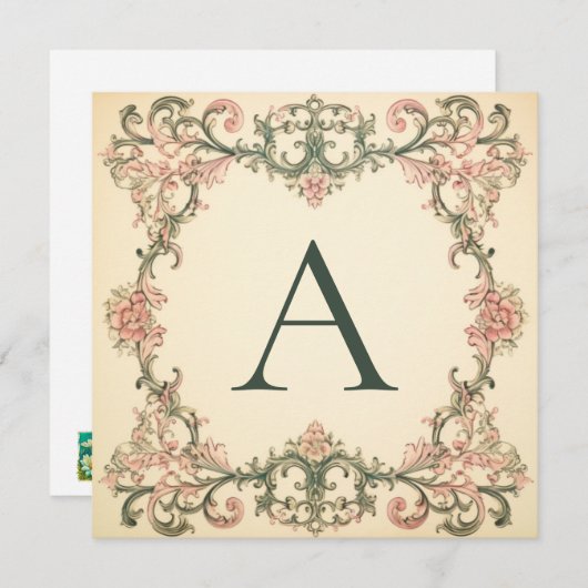 Charm Blooms: Monogrammed Note Kaarten (Voorkant / Achterkant)