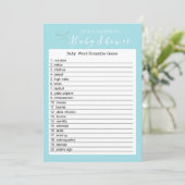  Charm Blue Baby shower Word Scramble Game Kaart (Staand voorkant)