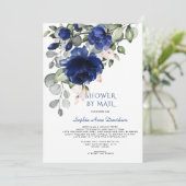 Charm Blue Bloemen Jongens Baby Shower Per Post Kaart (Staand voorkant)