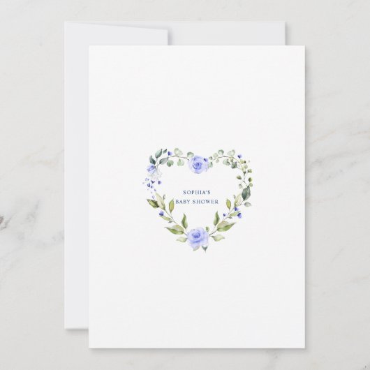 Charm Blue Flowers Boy Baby shower per post Kaart (Achterkant)