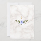 Charm Blue Flowers Gold Glitter Marble Boy Baptism Kaart (Achterkant)