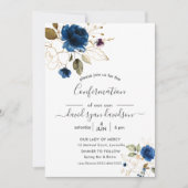 Charm Blue Gouden Bloemen Jongens Bevestiging Kaart (Voorkant)