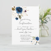 Charm Blue Gouden Bloemen Jongens Bevestiging Kaart (Staand voorkant)