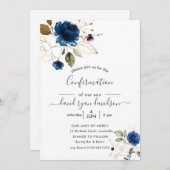 Charm Blue Gouden Bloemen Jongens Bevestiging Kaart (Voorkant / Achterkant)