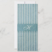  Charm Blue Monogram Wedding Invitations Kaart (Achterkant)