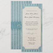  Charm Blue Monogram Wedding Invitations Kaart (Voorkant / Achterkant)