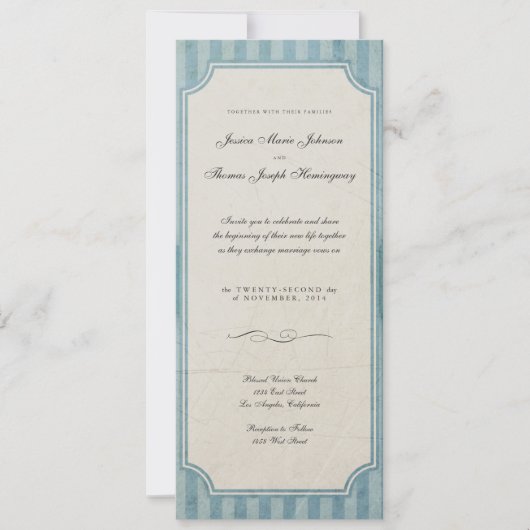  Charm Blue Monogram Wedding Invitations Kaart (Voorkant)