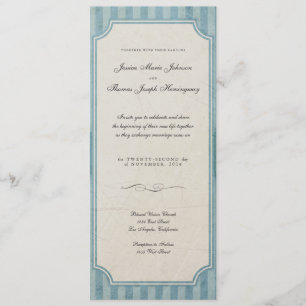 Charm Blue Monogram Wedding Invitations Kaart