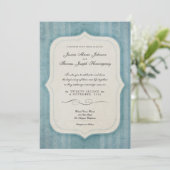 Charm Blue Monogram Wedding Invitations Kaart (Staand voorkant)