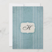 Charm Blue Monogram Wedding Invitations Kaart (Achterkant)