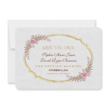 Charm Blush Bloem Gouden Lijst Wit Save The Date