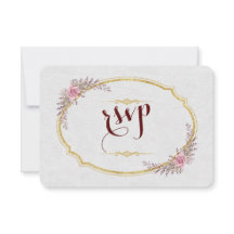 Charm Blush Bloemen Goud Lijst Wit Huwelijk RSVP