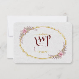 Charm Blush Bloemen Goud Lijst Wit Huwelijk RSVP