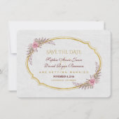 Charm Blush Bloemen Goud Lijst Wit Save The Date (Voorkant)