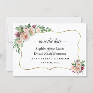 Charm Blush Champagne Bloemen Calligrafie Bruiloft Save The Date