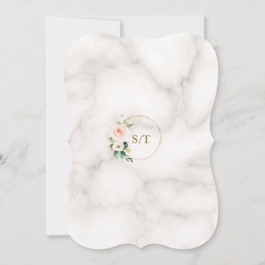 Charm Blush Floral Gold Lijst Marble Vrijgezellenf Kaart (Achterkant)