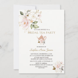 Charm Blush Gold Floral Vrijgezellenfeest Tea Part Kaart