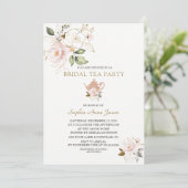 Charm Blush Gold Floral Vrijgezellenfeest Tea Part Kaart (Staand voorkant)