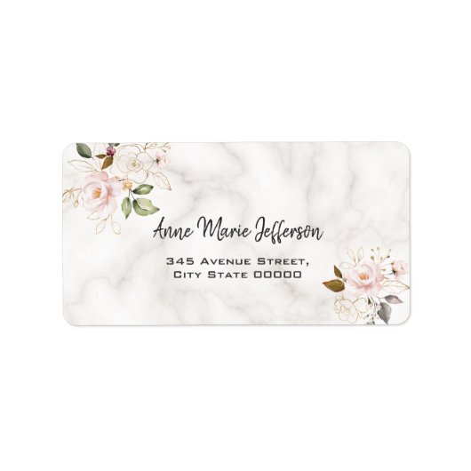 Charm Blush Gold Flowers Monogram Weddenschap Etiket (Voorkant)