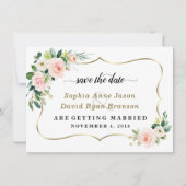 Charm Blush Ivory Flowers Weddenschap Save The Date (Voorkant)