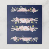 Charm Blush Pink Floral Bloom Navy Blue Wedding Plaatskaartje (Buitenkant ongevouwen)