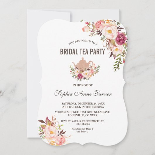 Charm Blush Pink Floral Vrijgezellenfeest Tea Part Kaart (Voorkant)