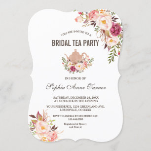 Charm Blush Pink Floral Vrijgezellenfeest Tea Part Kaart