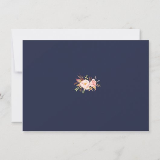 Charm Blush Pink Flowers Lace Navy Wedding Save The Date (Achterkant)