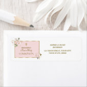 Charm Blush Pink Gold Floral Holy Communion Etiket (Insitu)