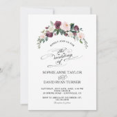 Charm Bourgogne Blush Ivoor Bloemen Bloom Wedding Kaart (Voorkant)