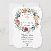 Charm Bourgogne Blush Ivoor Bloemen Krans Doop Kaart (Voorkant)