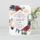 Charm Bourgondië Bloem Hexagonaal Lijstje Trouwfee Kaart (Staand voorkant)