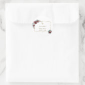 Charm Bourgondië Bloemen Goud Dennen Doop  Ronde Sticker (Tas)