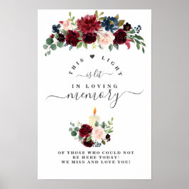Charm Bourgondië Blush Bloemen In Lieve Herinnerin Poster