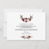 Charm Bourgondië Roze Plum Blush Bloemen Huwelijk Bedankkaart (Achterkant)