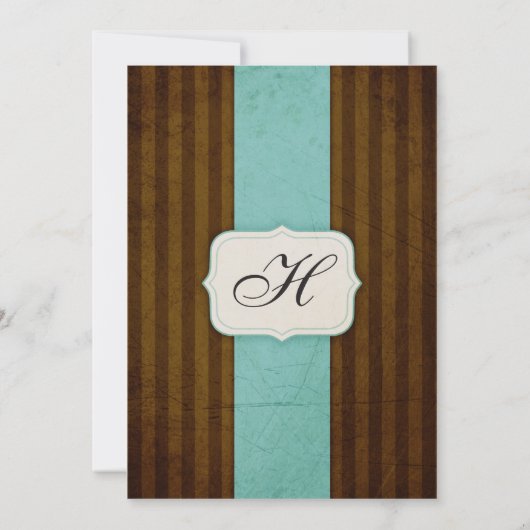  Charm Brown Blue Wedding Invites Kaart (Achterkant)