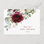 Charm Burgundy Bloemen Boeken Voor Baby Shower Informatiekaartje (Achterkant)