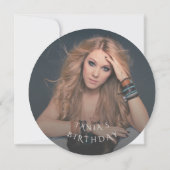 Charm Burgundy Bloemen Goud Marmer Foto Verjaardag Save The Date (Achterkant)