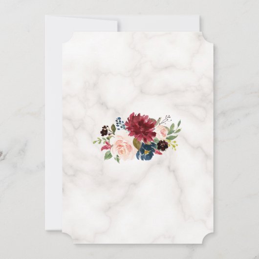 Charm Burgundy Blush Bloemen Kruis Marmer Doop Kaart (Achterkant)