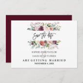 Charm Burgundy Blush Bloemendesign Goud Save The D Save The Date (Voorkant / Achterkant)