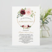 Charm Burgundy Blush Bloemrijke Gouden Pensioenfee Kaart (Staand voorkant)