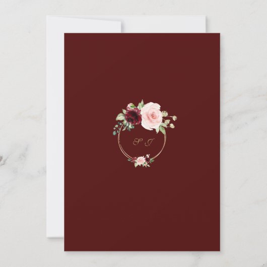 Charm Burgundy Blush Bloemrijke Gouden Pensioenfee Kaart (Achterkant)